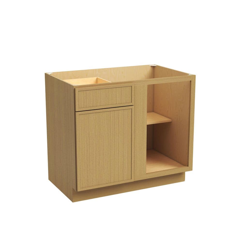 36 in. W x 24 in. D x 34.5 in. H Plywood Ready to Assemble Floor Blind Corner Base Kitchen Cabinet in White Oak