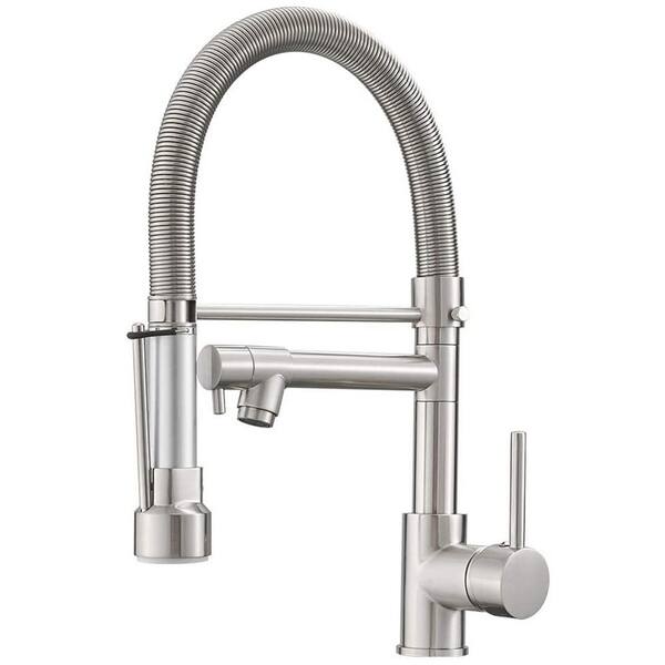 Aosspy Single-Handle Pull Down Kitchen Faucet in Brushed Nickel
