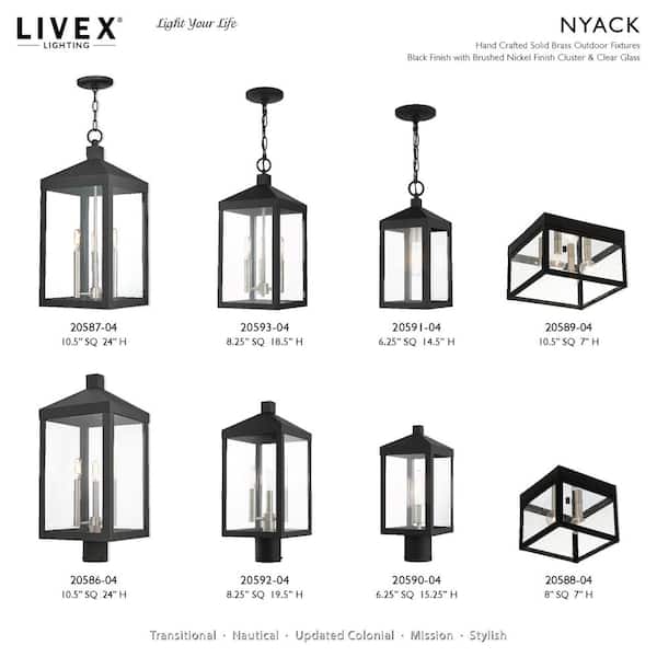 Livex Lighting Nyack 1 Light Black with Brushed Nickel Cluster