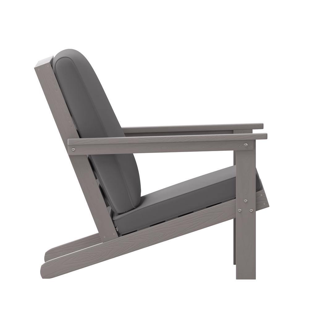 Gray Resin Frame Deep Seat Adirondack Chair with Cushions