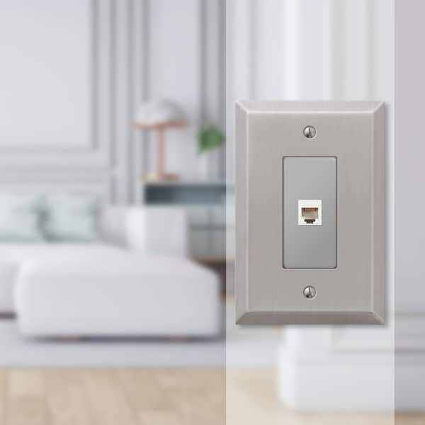 Oversized 1 Gang Phone Steel Wall Plate - Brushed Nickel