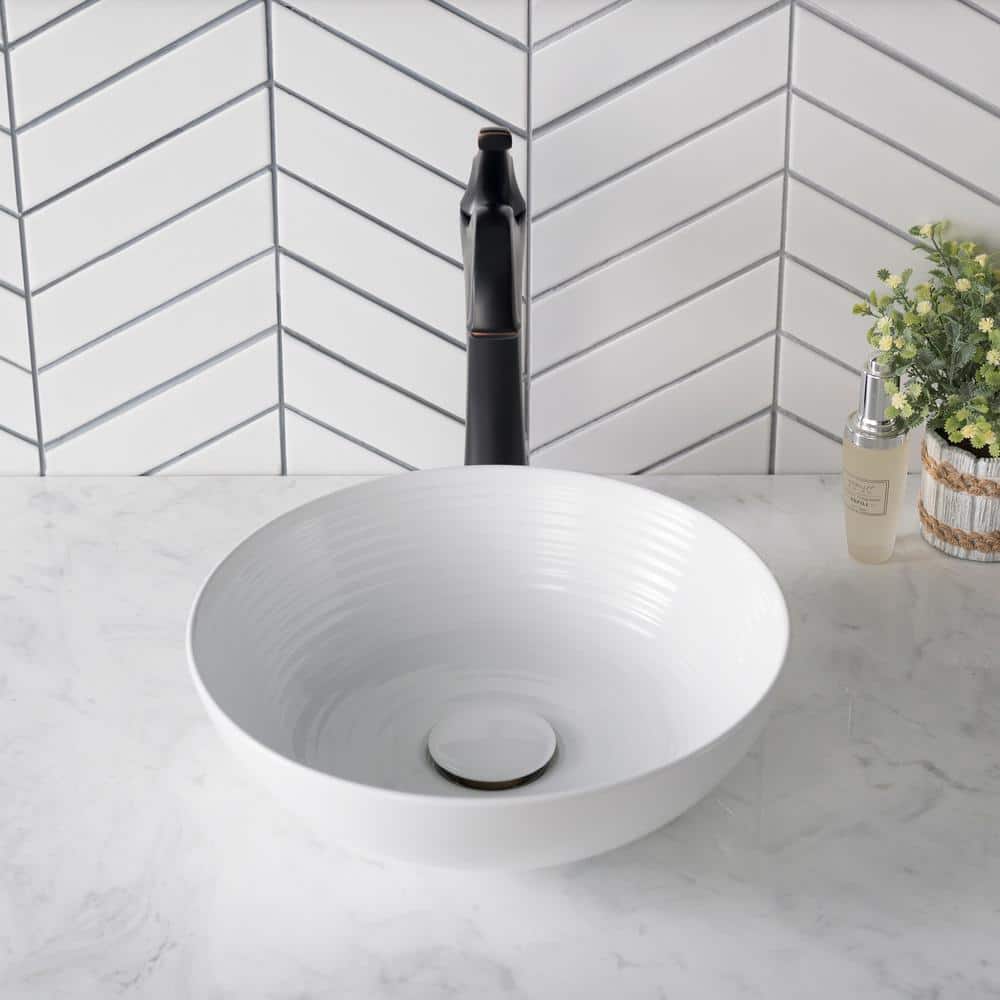 Viva 13" Round White Ceramic Vessel Bathroom Sink