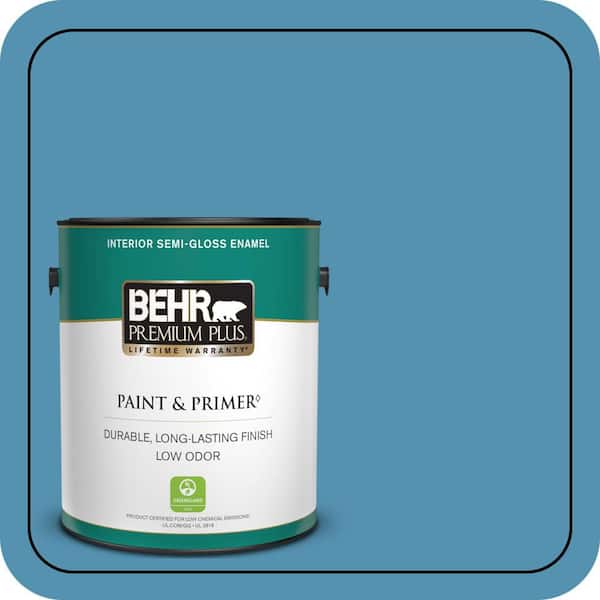 BEHR PREMIUM PLUS 1 gal. #M490-5 Jet Ski Semi-Gloss Enamel Low Odor Interior Paint & Primer