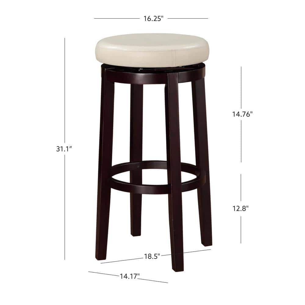 Maya Transitional Swivel Backless Barstool in Brown Faux Leather
