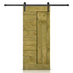 24 in. x 84 in. Jungle Green Stained DIY Knotty Pine Wood Interior Sliding Barn Door with Hardware Kit