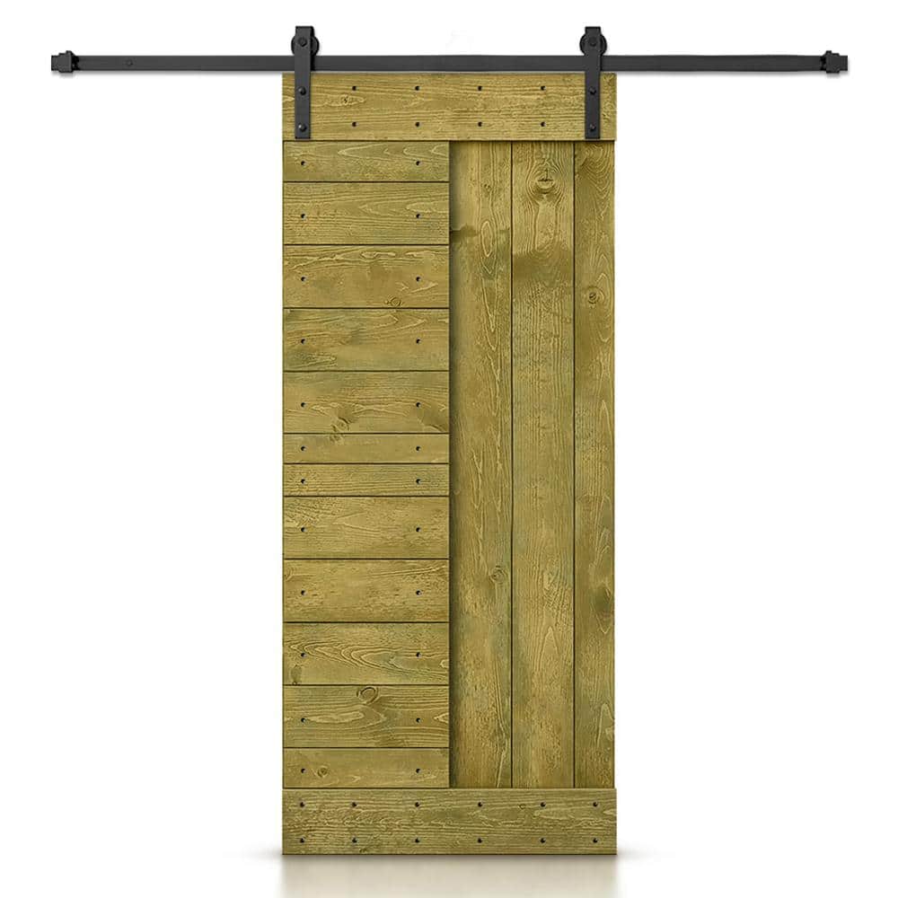 30 in. x 84 in. Jungle Green Stained DIY Knotty Pine Wood Interior Sliding Barn Door with Hardware Kit price history on PriceWatchPro