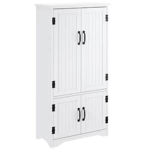 White Accent Freestanding Kitchen Pantry Storage Cabinet with Adjustable Shelves