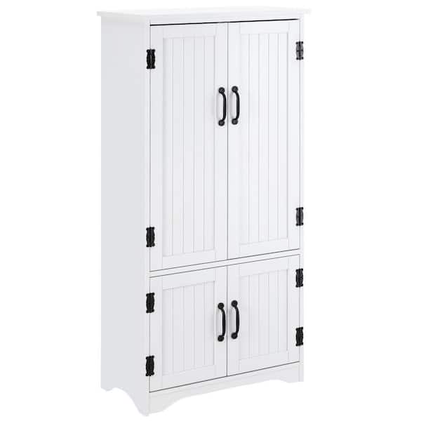 HOMCOM White Accent Freestanding Kitchen Pantry Storage Cabinet with Adjustable Shelves