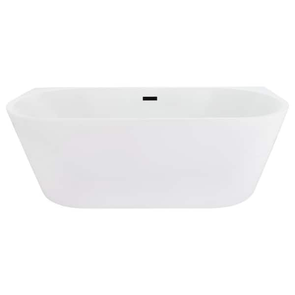 Altair Satchi 67 in. Acrylic Flatbottom Soaking Bathtub in Matte Black Feet/Overflow