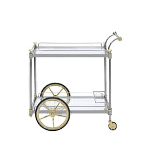 Cyrus Silver and Clear Glass Serving Cart