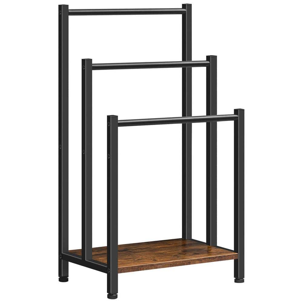 Angel Sar 31.9 in. Tall Brown Metal 3-Tier Blanket Rack Bookcase, Drying Rack with Shelf with Free Standing for Bathroom AO44CI19