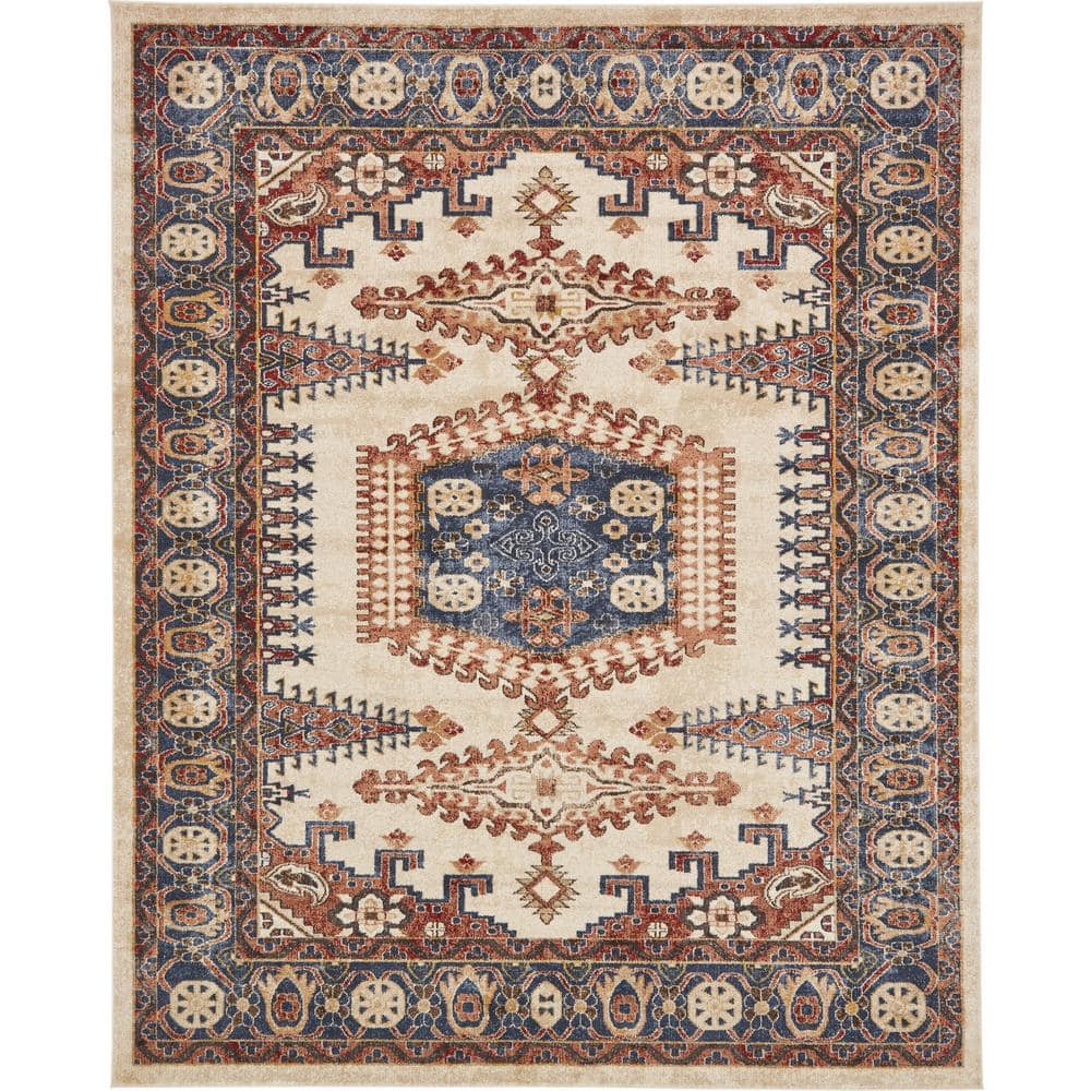 Handmade Ivory Abstract 8' x 10' Easy Care Synthetic Rug