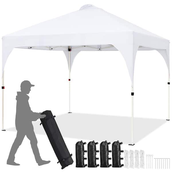 Yaheetech 10 ft. x 10 ft. Outdoor Pop-Up Canopy Camping Tent with Stakes Ropes Sandbags Wheeled Bag for Garden Patio Park Market