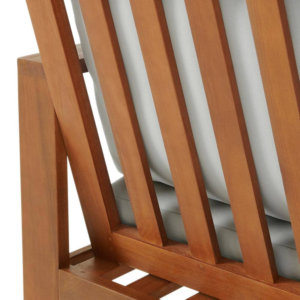 Eucalyptus Wood Outdoor Chair with Gray Cushions