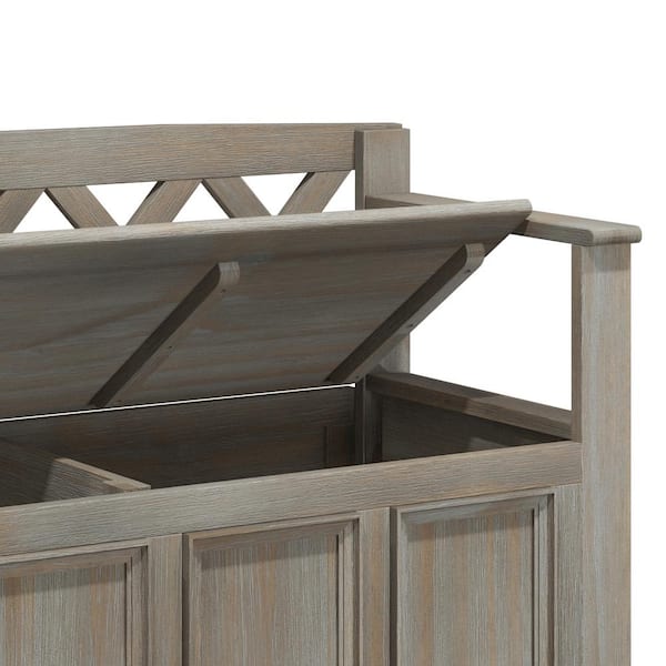 Simpli Home - Amherst Distressed Gray Solid Wood Entryway Storage Bench 17 in. D x 48 in. W x 28 in. H
