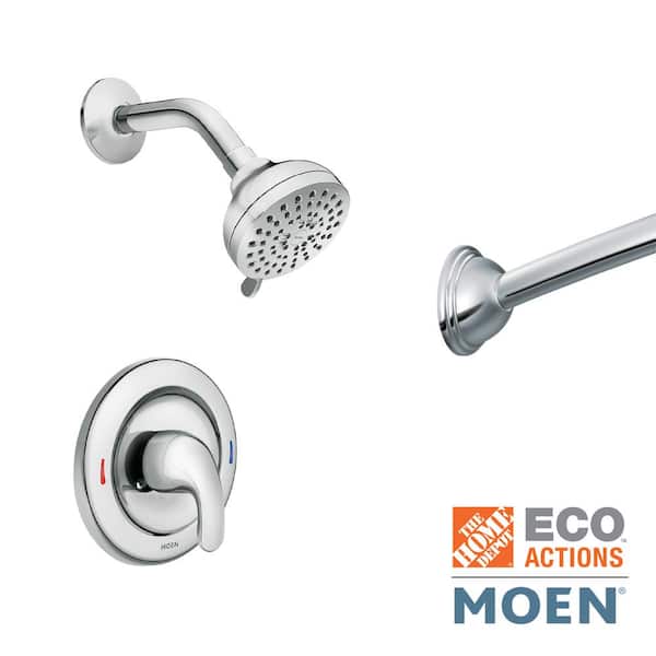 MOEN Adler Single-Handle 4-Spray Shower Faucet with Curved Shower Rod in Chrome (Valve Included)