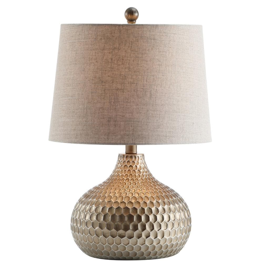 Bates 22" Antique Brown Resin Honeycomb Table Lamp with Cotton Shade