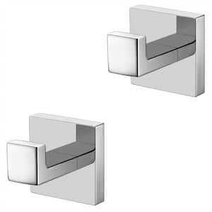 Wall Mounted Square Shaped Stainless Steel Bathroom Towel J-Hook Hanger Robe Holder in Polished Chrome