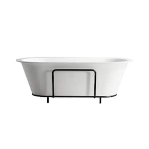 71 in. x 35 in. Stone Resin Freestanding Clawfoot Non-Whirlpool Soaking Solid Surface Bathtub in White