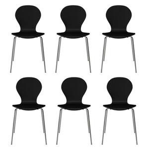 Alumnus Mid Century Modern Armless Dining Chairs in Black (Set of 6)