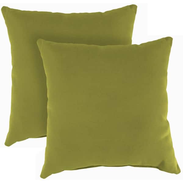 Jordan Manufacturing 18 in. L x 18 in. W x 4 in. T Outdoor Throw Pillow in Veranda Kiwi (2-Pack)
