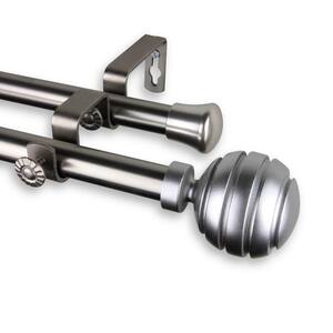 48 in. - 84 in. Telescoping Double Curtain Rod Kit in Satin Nickel with Poise Finial