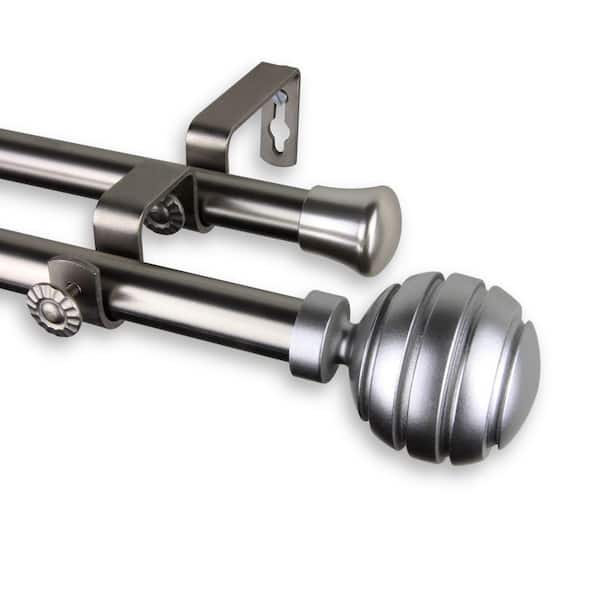 Rod Desyne 48 in. - 84 in. Telescoping Double Curtain Rod Kit in Satin Nickel with Poise Finial