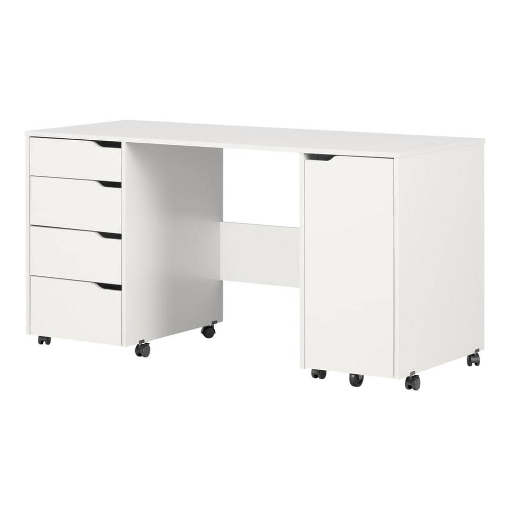 Tvilum 43 in. Rectangular White 5 Drawer Writing Desk with Locking Feature  801634949 - The Home Depot