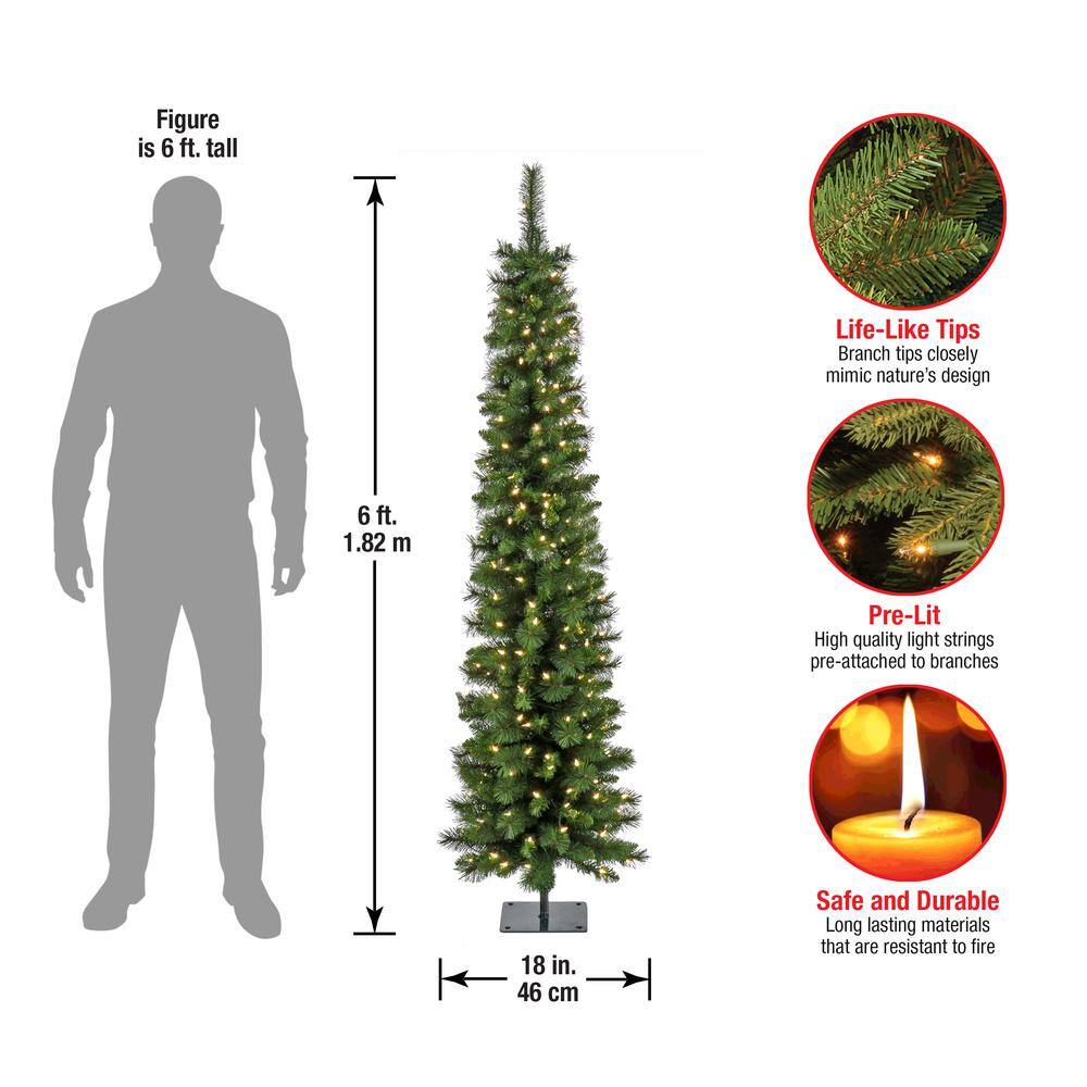 6' Slim Nooksack Fir Artificial Christmas Tree with Warm White LED Lights