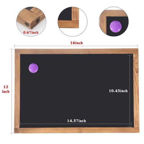 Wood Framed Chalkboard - 16x12 Inch Wall Mount Magnetic Porcelain Steel