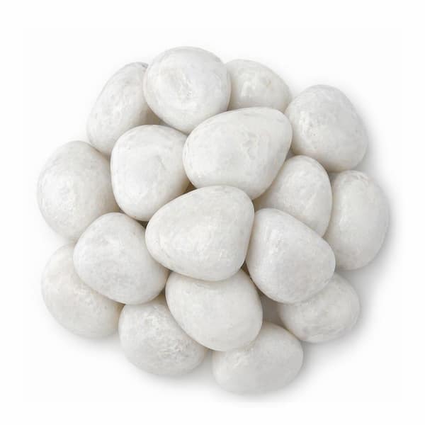 0.35 cu ft. Premium High-Polish White Decorative River Rocks, 1-2 in. Stone Size, 40-lb. Bag