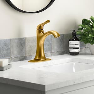Sundae Single Handle Single Hole Bathroom Faucet in Vibrant Brushed Moderne Brass