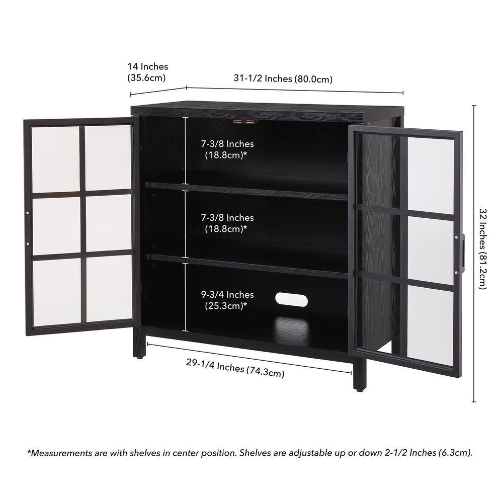Black Grain MDF and Metal Office Accent Cabinet with Adjustable Shelving