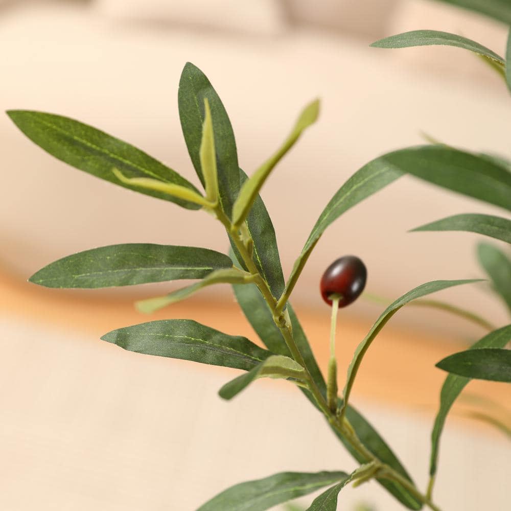 5-Foot Faux Olive Tree in White Plastic Pot