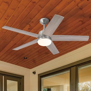 Astrea 52 in. Smart Indoor/Covered Outdoor Brushed Nickel Modern Adjustable White and RGB Ceiling Fan Light with Remote