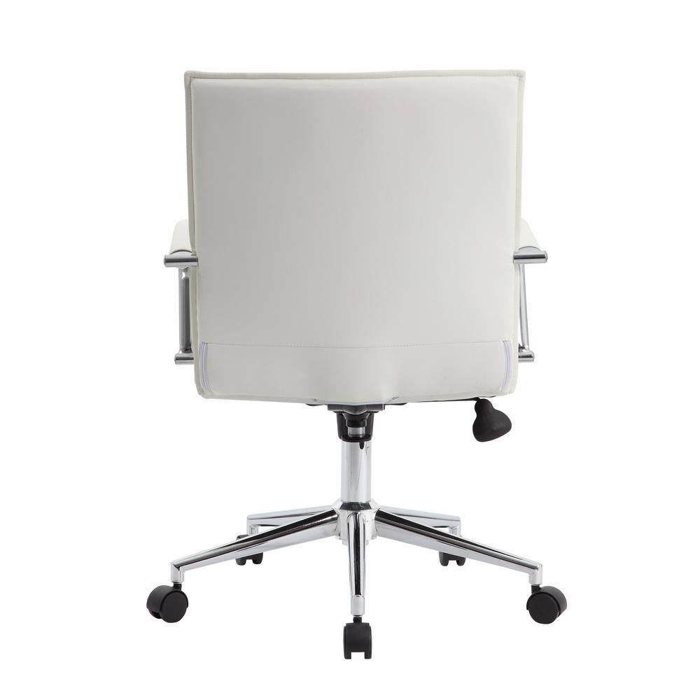 Elevate Chrome Base White Vinyl Task Chair with Fixed Arms