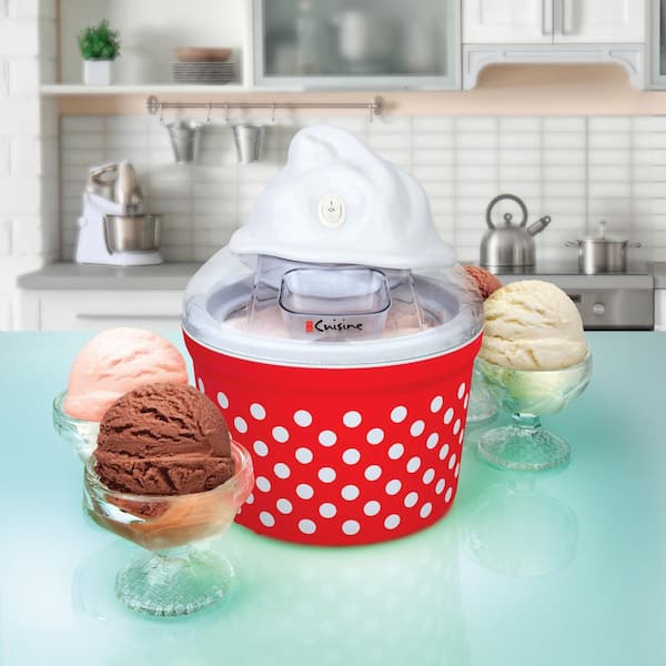 Euro Cuisine Automatic Ice Cream, Gelato, Sorbet & Frozen Yogurt Maker, Red