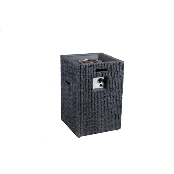 TIRAMISUBEST 19.69 in. W x 29.13 in. H Outdoor Square MGO Propane Black Fire Pit Coffee Table With Lava Rocks