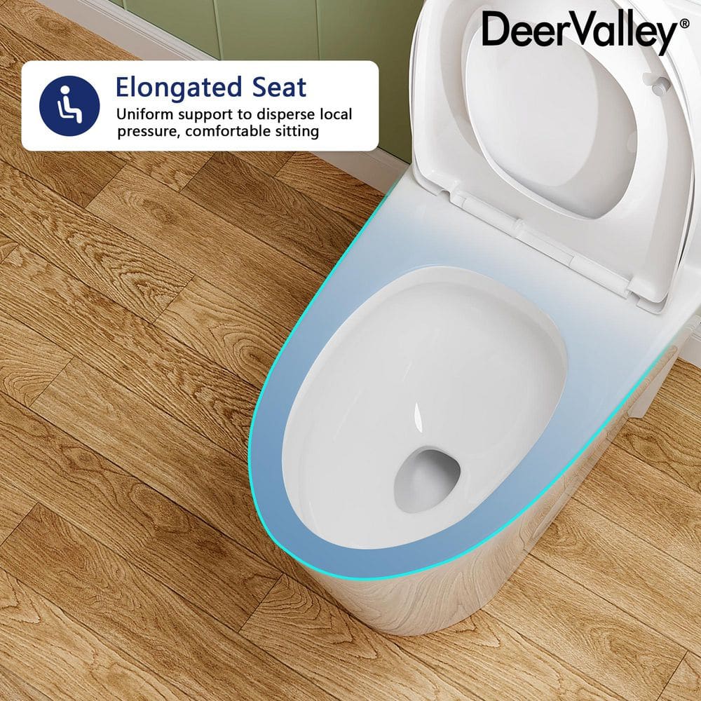 Glossy White High Efficiency Dual Flush Elongated One-Piece Toilet