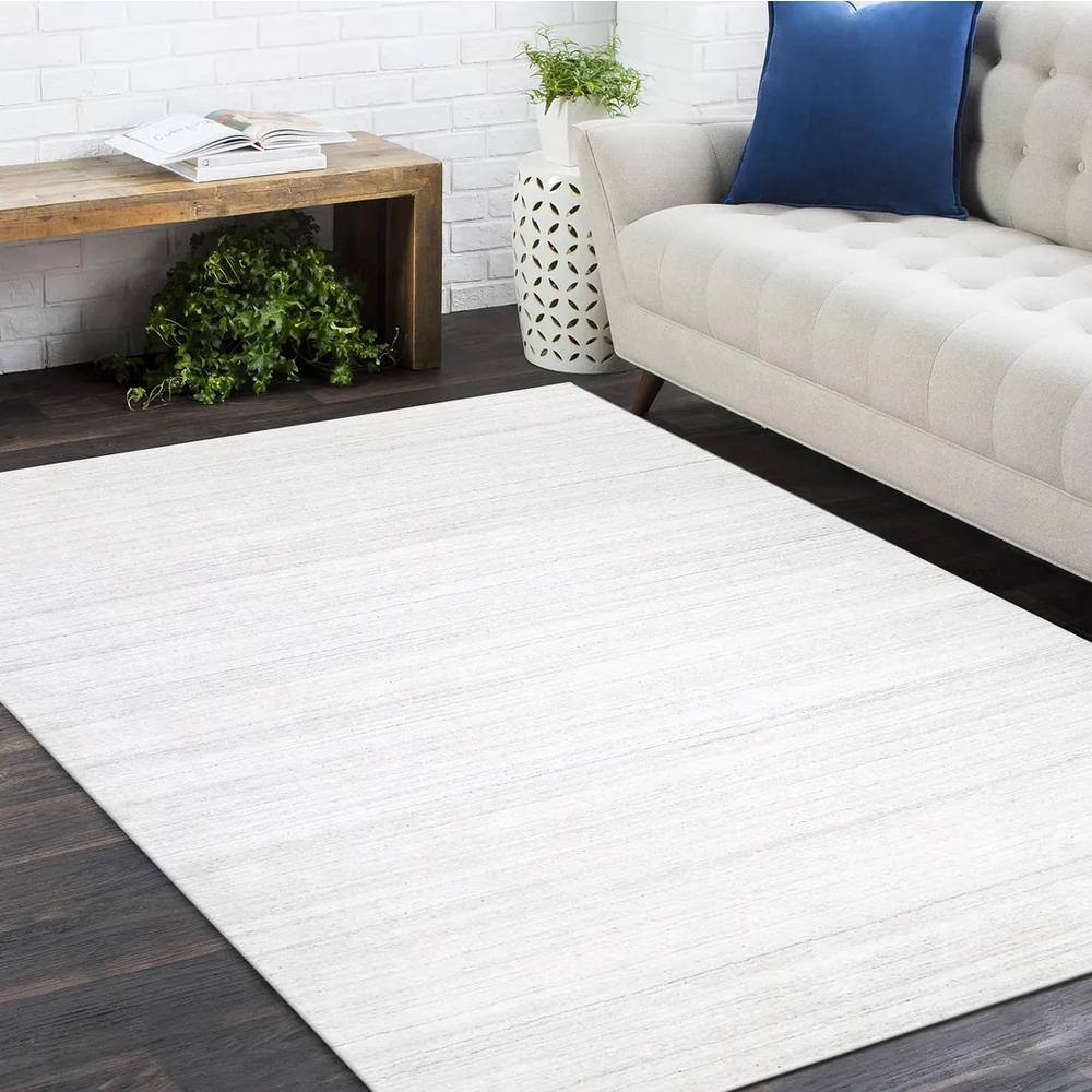 Ivory Harbor Hand-Loomed Solid Wool-Viscose 5' x 8' Area Rug