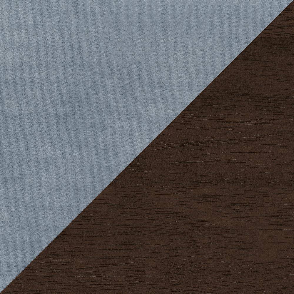 Carlson Blue Gray Velvet Loveseat with Dark Walnut Wood Frame