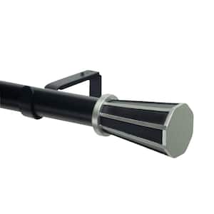 28 in. - 48 in. Adjustable 1 in. Single Curtain Rod Set in Onyx with Clarice Finial