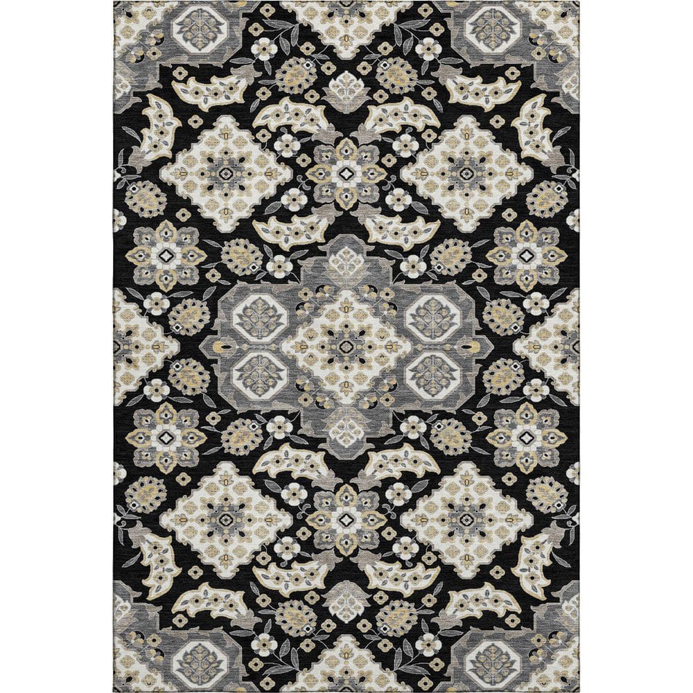 Mayfield Premium Machine Washable Abstract AMF1853 Black 3 ft. x 4 ft. Area Rug price history on PriceWatchPro