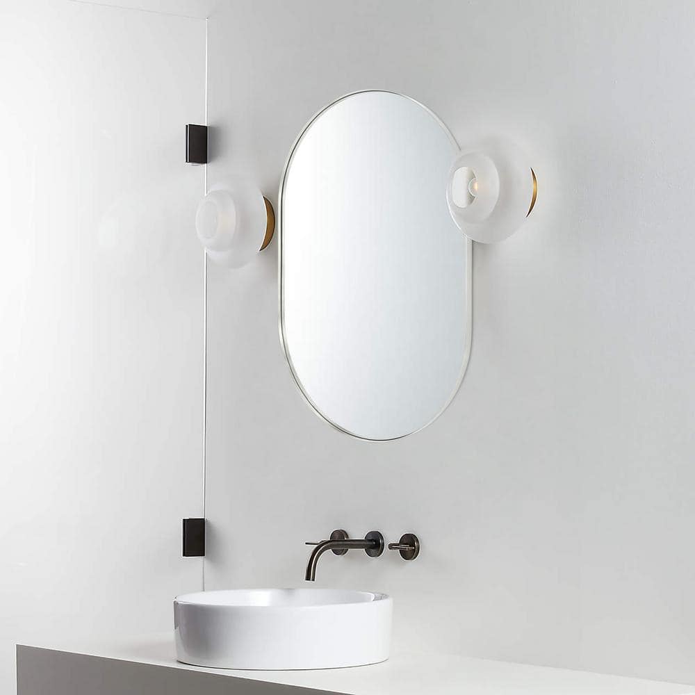 Brushed Nickel Oval Metal Bathroom Vanity Mirror