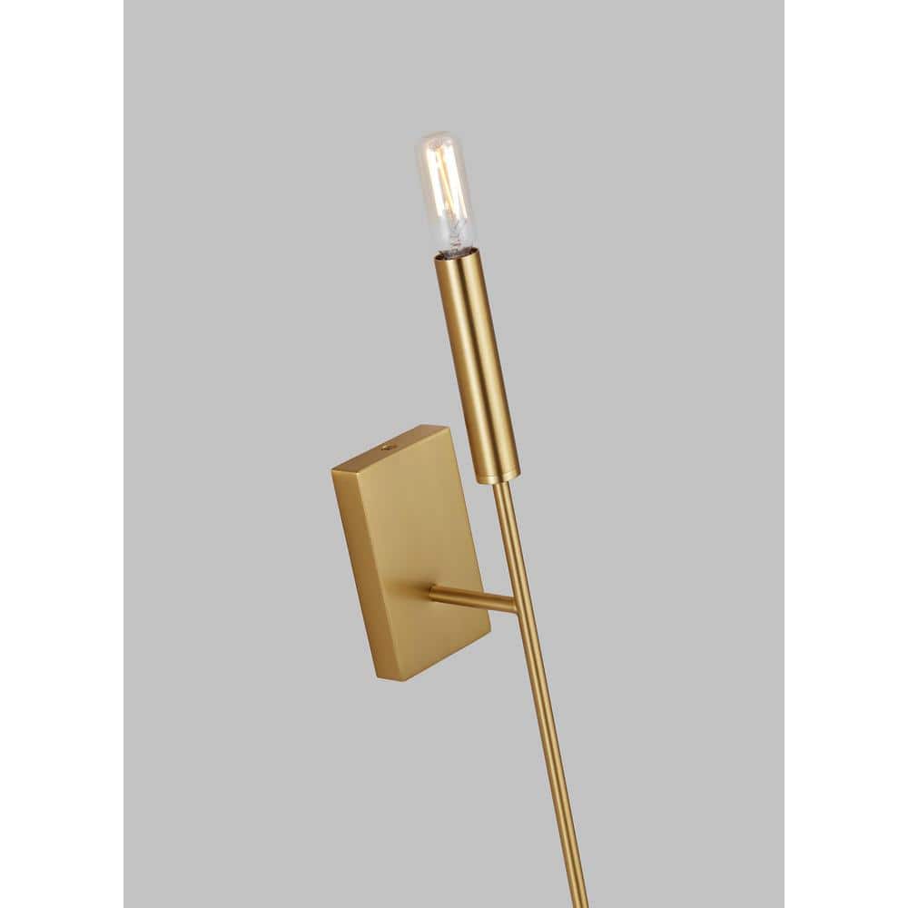 Burnished Brass Single Light Wall Sconce with White Drum Shade