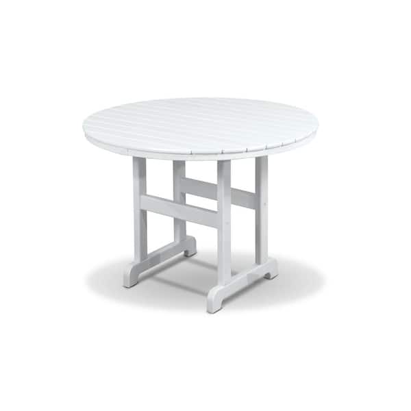 Trex Outdoor Furniture Monterey Bay Classic White Plastic Round Outdoor Dining Table