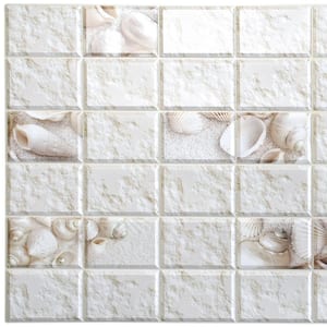 3D Falkirk Retro 1/100 in. x 38 in. x 19 in. White Faux Distressed Stone Shells PVC Decorative Wall Paneling (10-Pack)