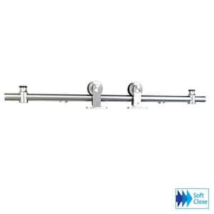 78.75 in. Soft Close Stainless Steel-304 Grade-Sliding Rolling Barn Door Hardware Kit for Single Wood Doors