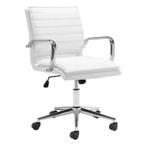 Partner White Polyurethane Seat Office Chair with Non-Adjustable Arms