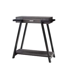 32 in. Black/Gray Standard Rectangle Wood Console Table with Drawer
